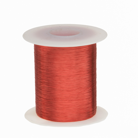 REMINGTON INDUSTRIES Magnet Wire, Enameled Copper Wire, 43 AWG, 4 oz, 16523' Length, 0.0024" Diameter, Red 43SNSPR.25